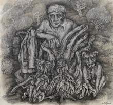 Antonio Stagnoli, Nel bosco, 1998, china colorata su carta,  50x50,cm